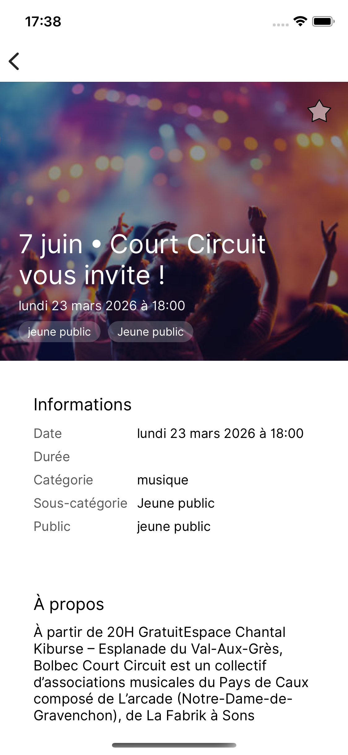 Carte des événements dans Papillon